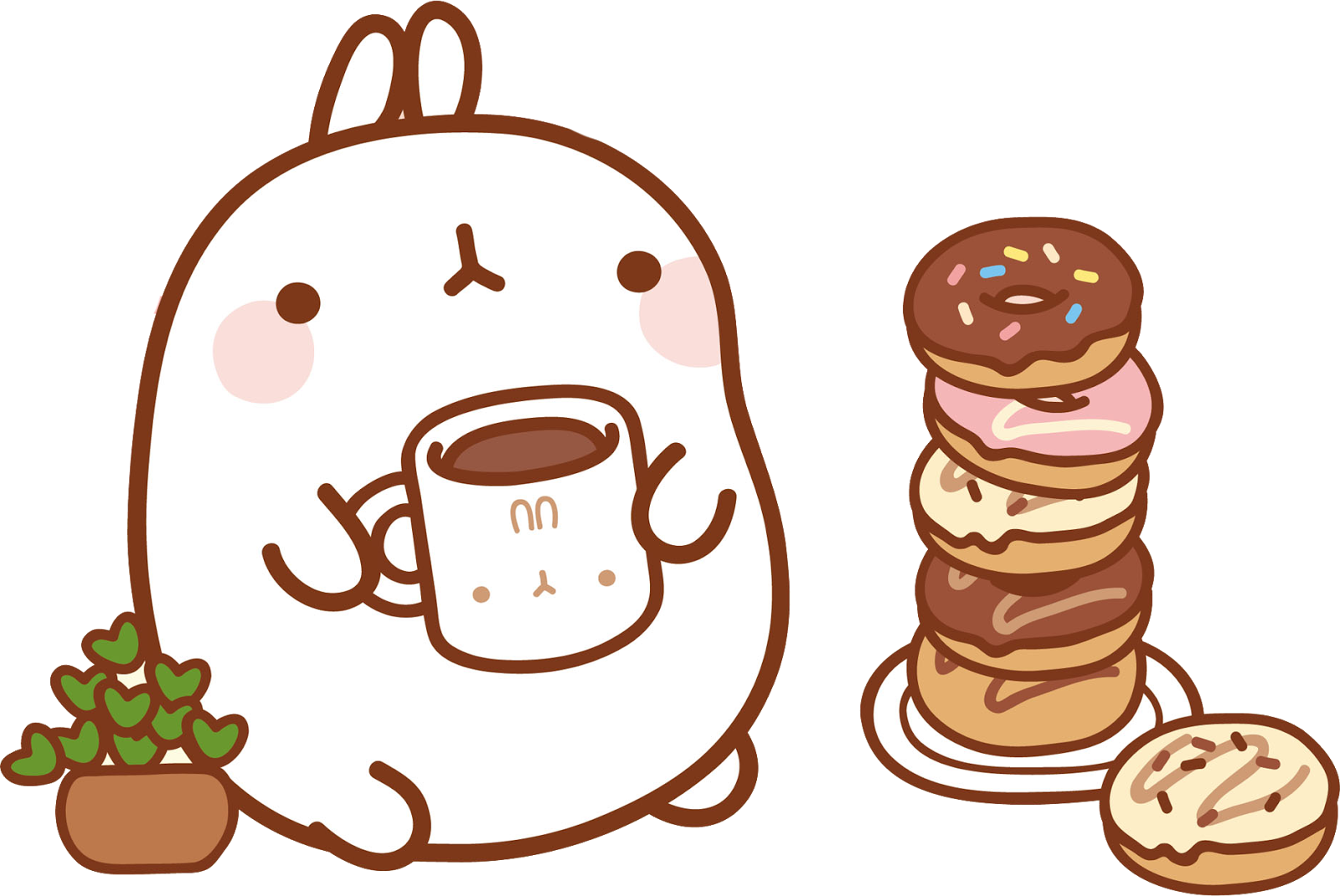 1600 X 1070 3 - Molang Donuts (1600x1070), Png Download