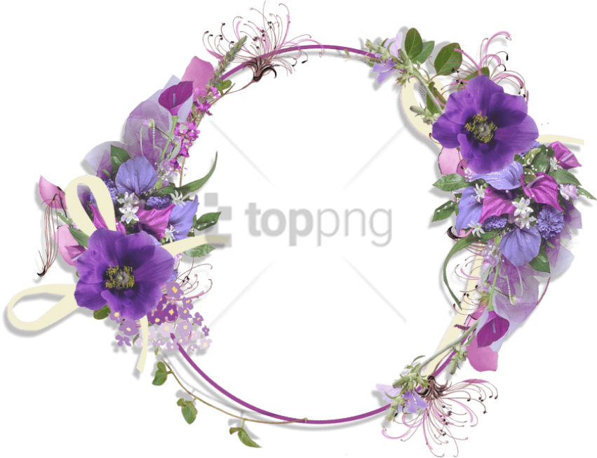 Free Png Purple Flower Borders And Frames Png Image - Round Floral Frame Png (851x653), Png Download