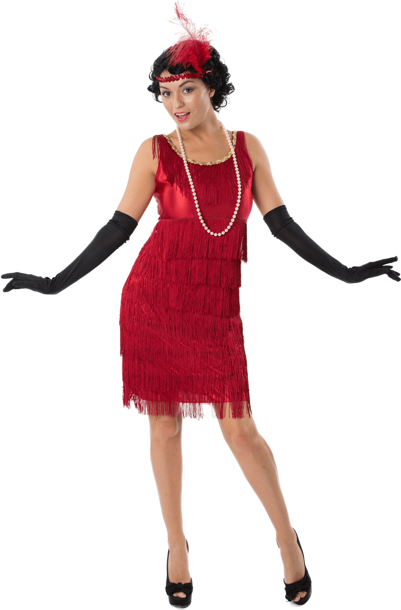 Adult 20s Red Flapper Costume - Vestidos De Fiesta 1920 (800x1268), Png Download