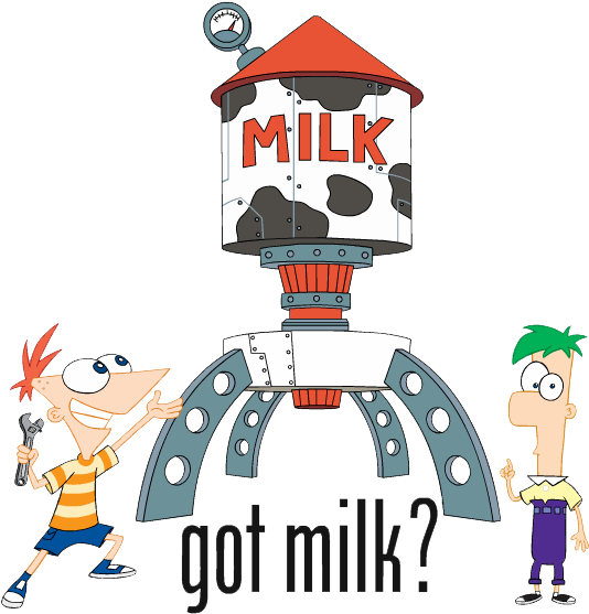 Phineas & Ferb Group Clipart - Phineas And Ferb Got Milk (554x568), Png Download
