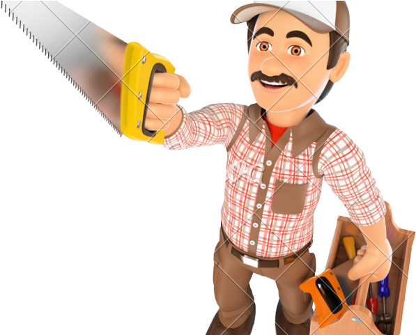 Toolbox Clipart Handyman - 3d Cartoon Handyman Character (640x480), Png Download