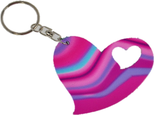 Double Heart Leather Keychain Lkdh32-tie Dye/black - Keychain (962x556), Png Download
