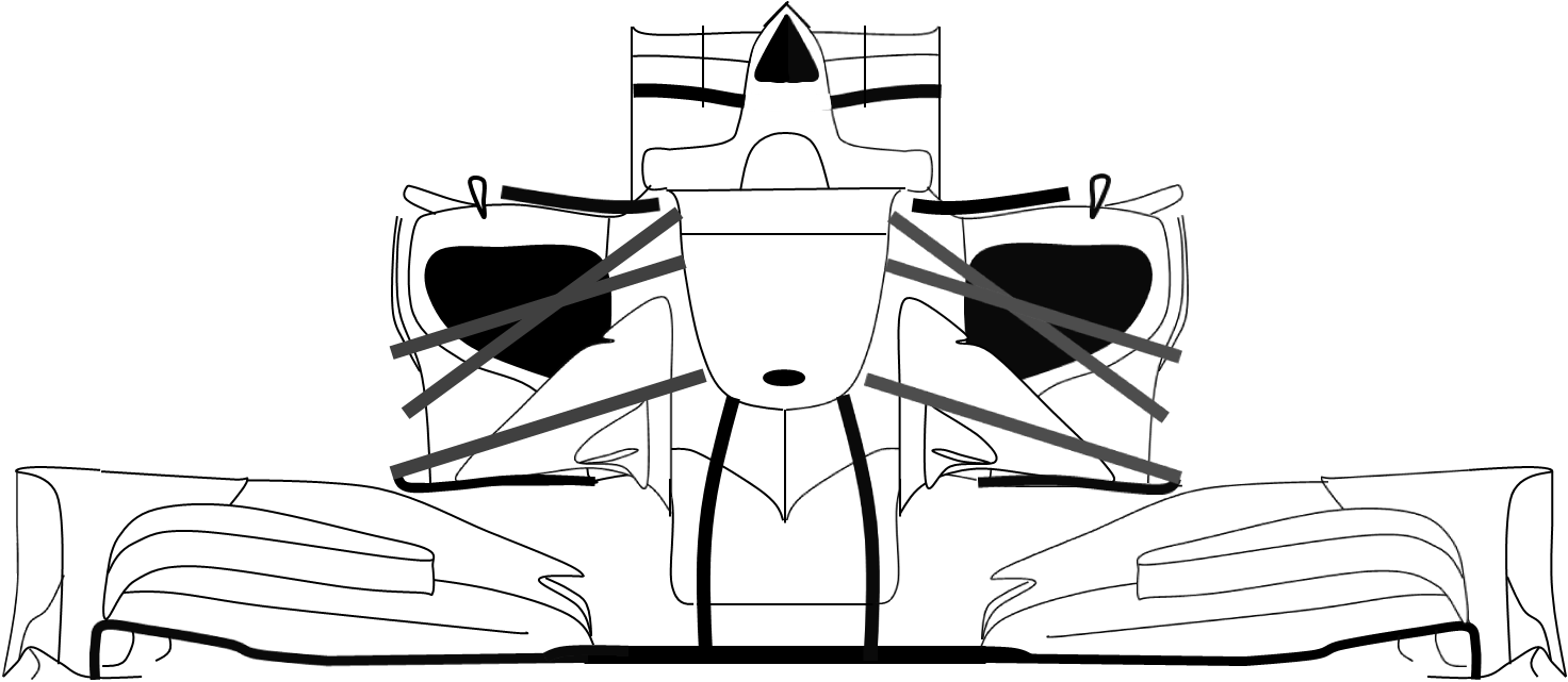 Car Exhaust Smoke Clipart - F1 Side View Drawing (1472x641), Png Download