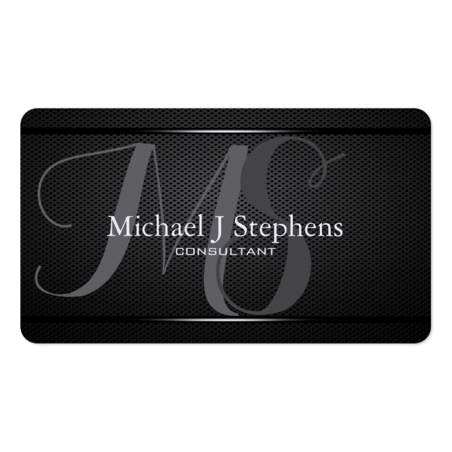Monogram Professional Black Metal Textured Business - Label (650x650), Png Download
