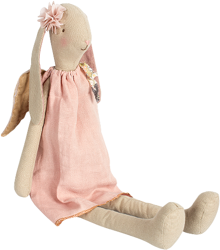 Maileg Medium Angel Bunny Gloria With Pink Dress - Maileg Medium Bunny Bella (650x542), Png Download
