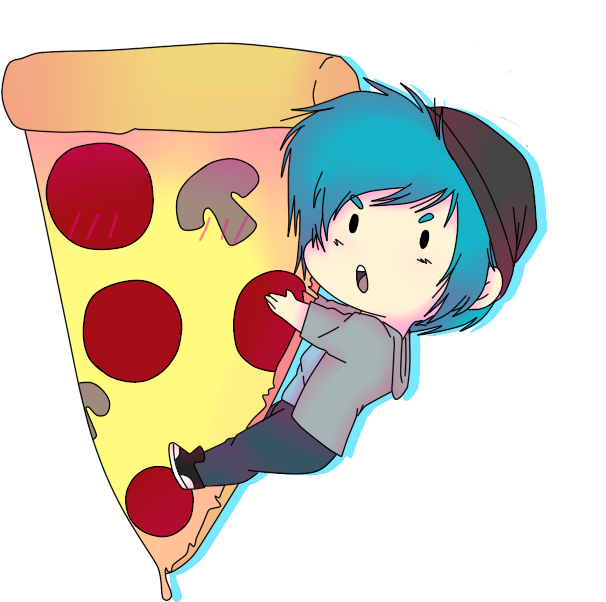 Image Of Hugging Pizza Sticker - Cartoon (1024x768), Png Download