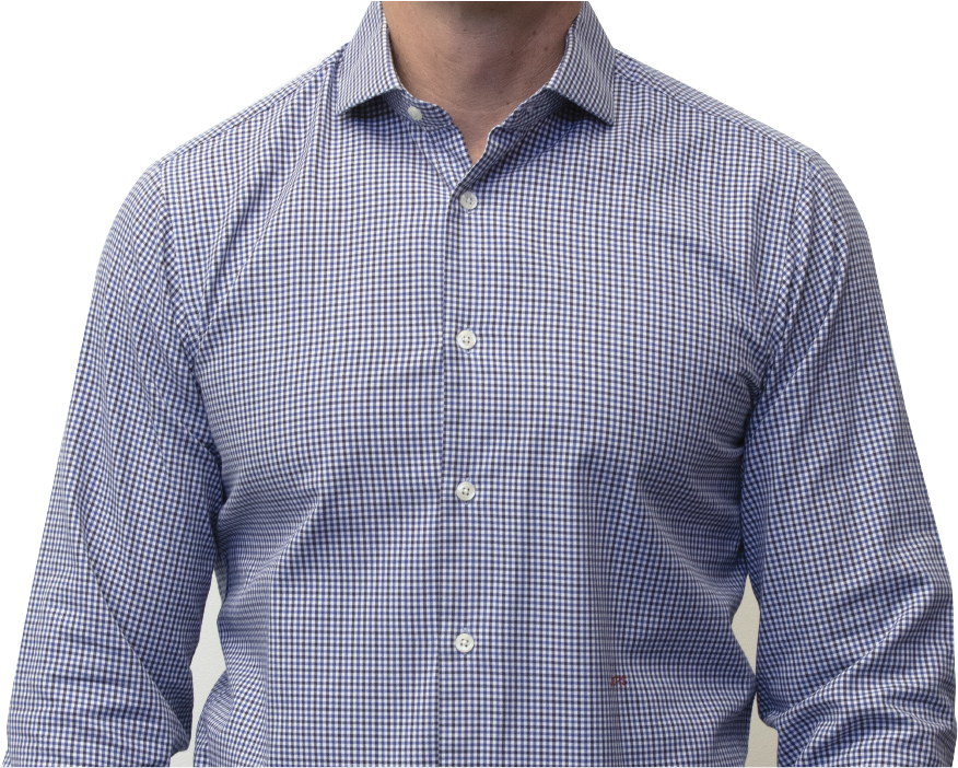 Blue Black Checked Flannel Shirt 140s 2 Ply Count Cotton - Long-sleeved T-shirt (985x701), Png Download