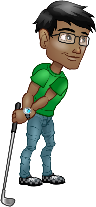 Male-golf Swing - Cartoon (930x1034), Png Download
