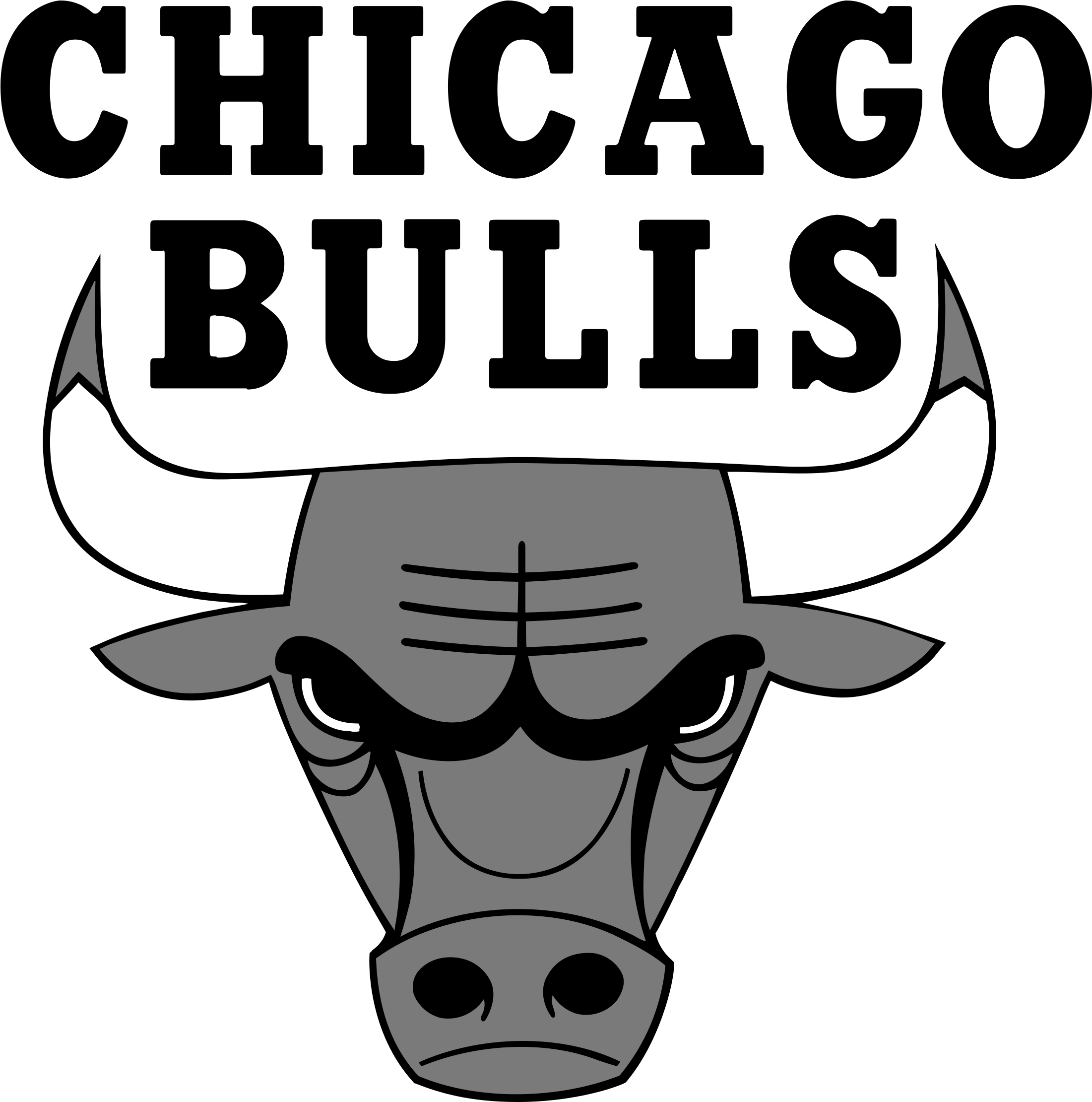 Chicago Bulls Logo Png Transparent & Svg Vector Freebie - Chicago Bulls Logo Black And White (2400x2400), Png Download