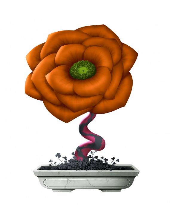 Black Hole Marbled - Flower (569x697), Png Download