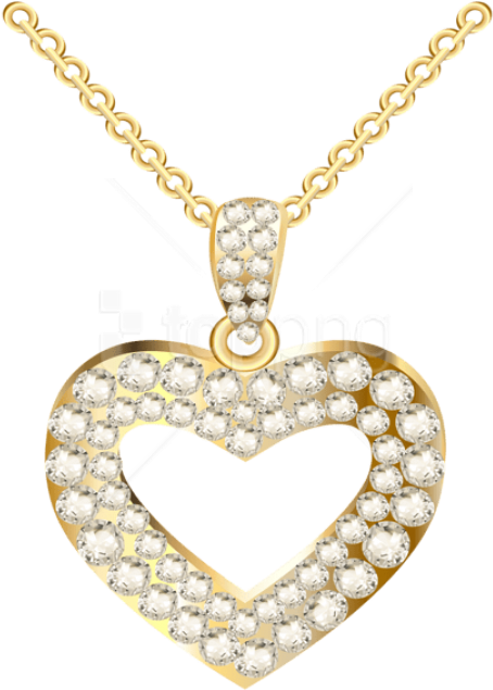 Free Png Download Golden Heart Necklace With Diamonds - Heart Necklace Gold Png (480x673), Png Download