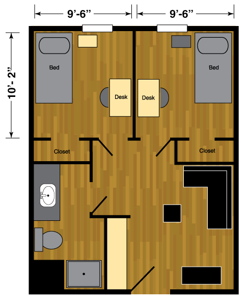 2 Bedroom - Talkington Dorms (612x792), Png Download