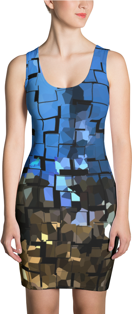 Blurred Tiles Dress - Printful Dress (1000x1000), Png Download