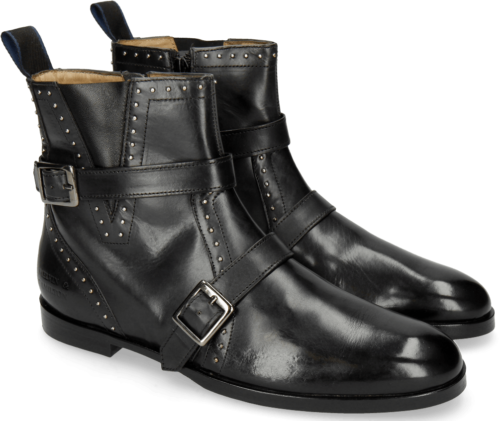 Ankle Boots Susan 54 Black Nappa Black Straps Rivets - Susan 54 Melvin Und Hamilton (1024x1024), Png Download