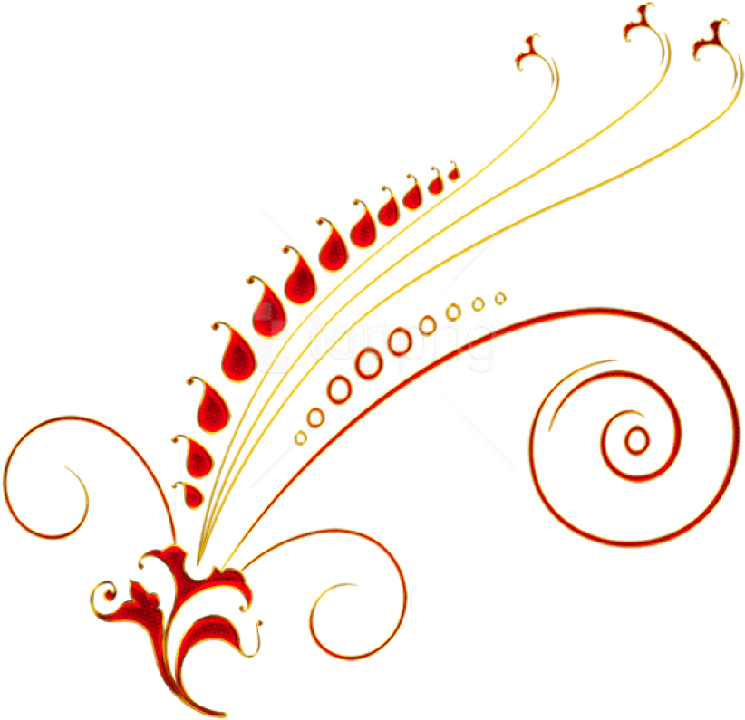 Free Png Download Red And Gold Floral Ornament Clipart - Floral Wedding Ornament Png (850x841), Png Download