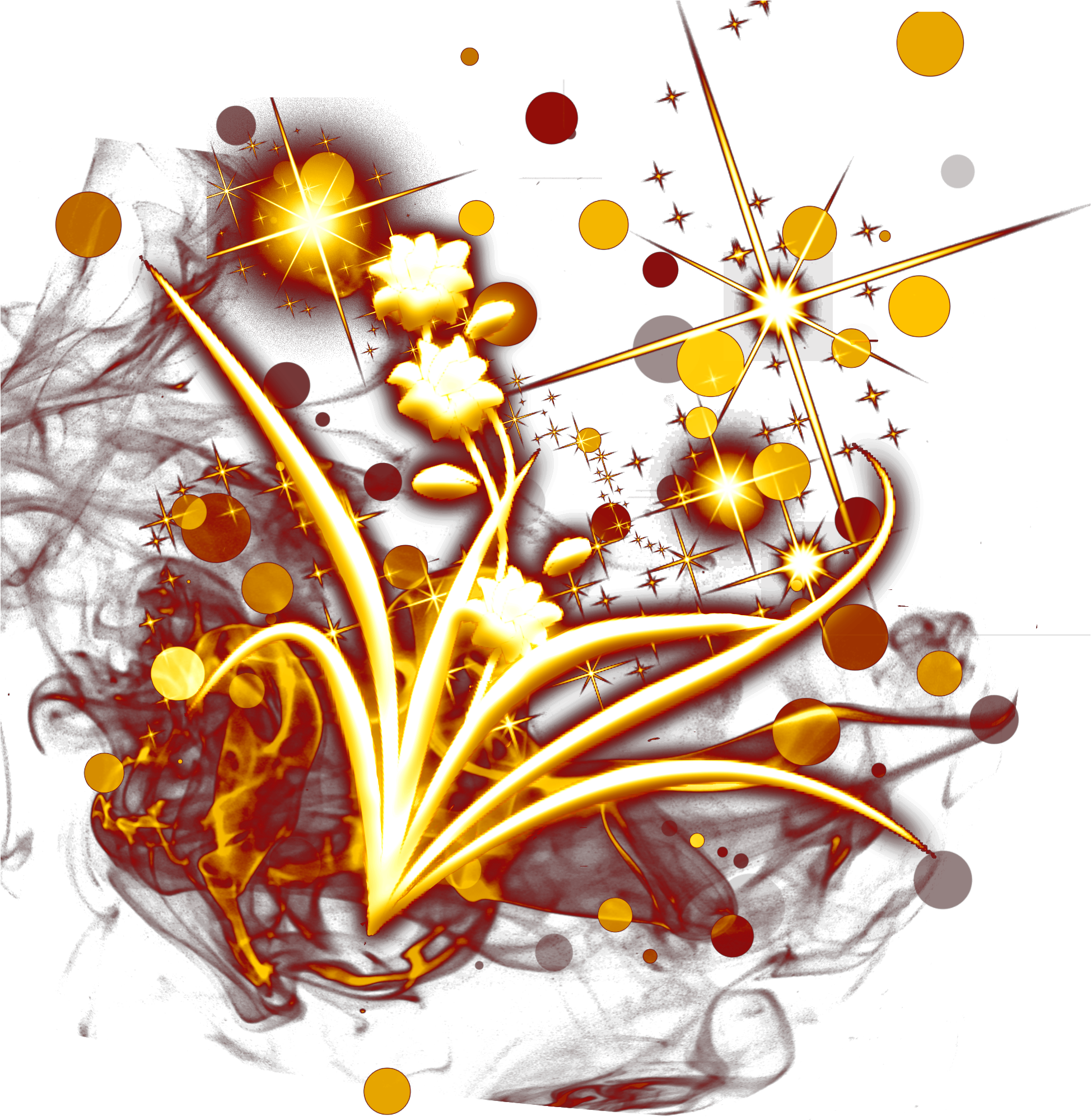Gold Flowers Starlight Light Spots Png And Psd - Graphic Design (2000x2000), Png Download