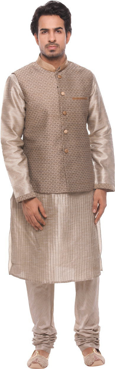 Traditional Jacket With Kurta Set - Kurta (853x1280), Png Download