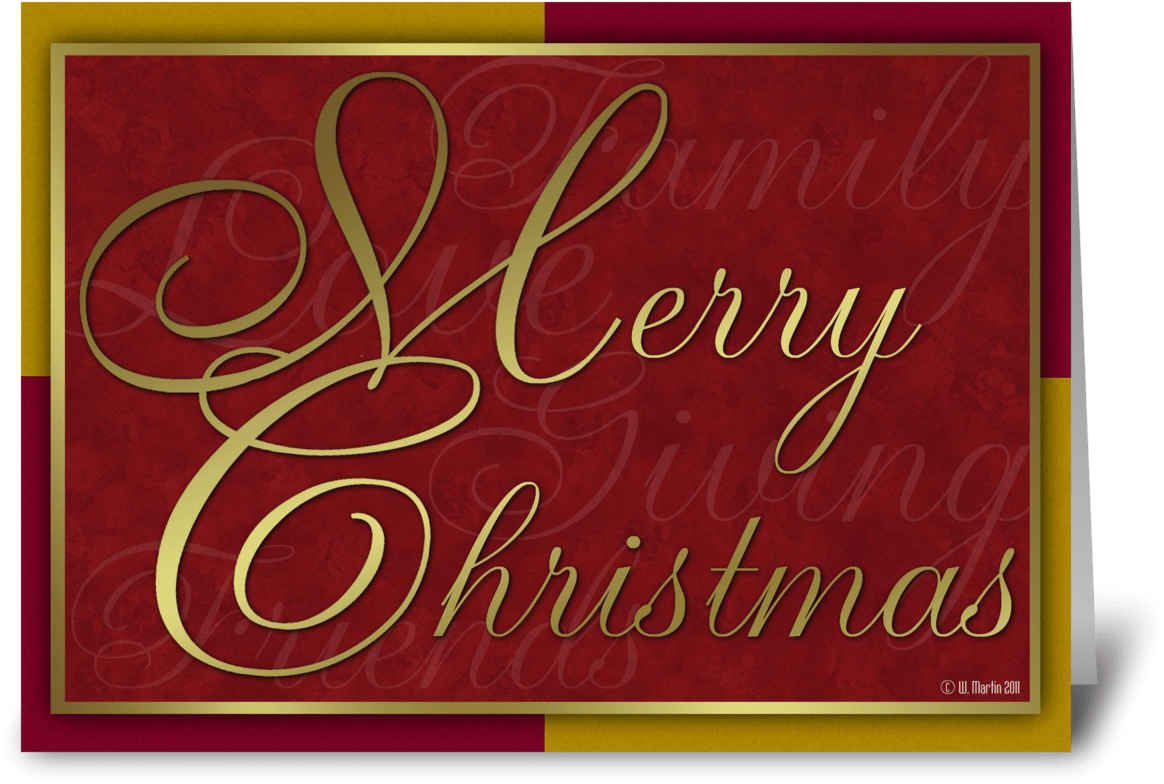 Golden Christmas Card - Gold And Red Christmas Card (1272x1047), Png Download
