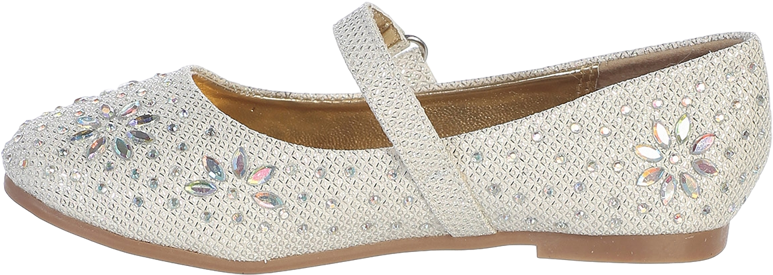 Girls Ivory Glitter Floral Stud Flat Shoes 11-4 Kids - Ballet Flat (800x800), Png Download