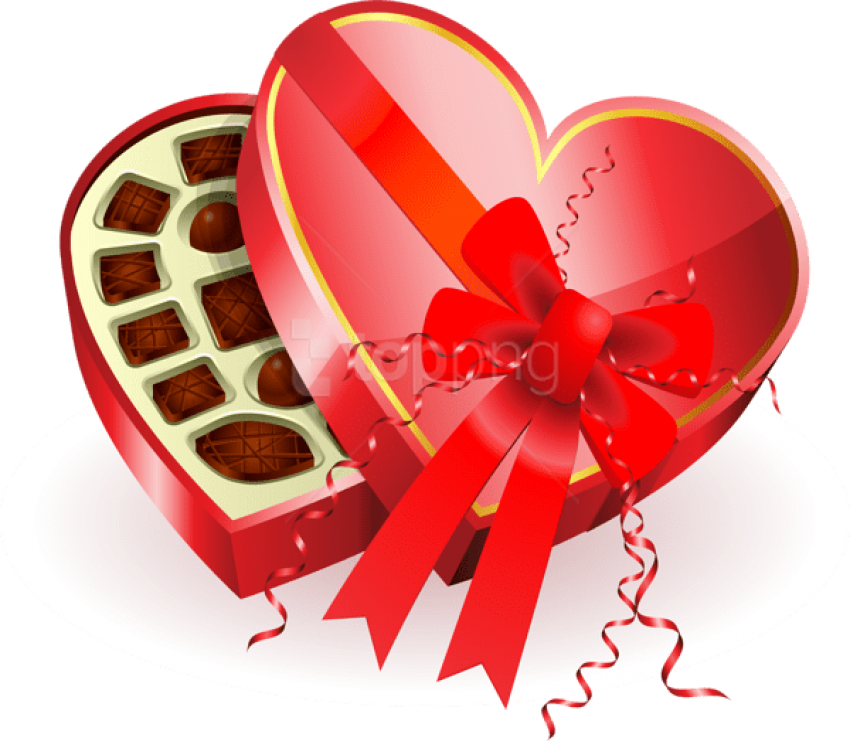 Free Png Download Large Heart Chocolates Box Clipart - Valentine's Day Clipart Transparent (850x741), Png Download