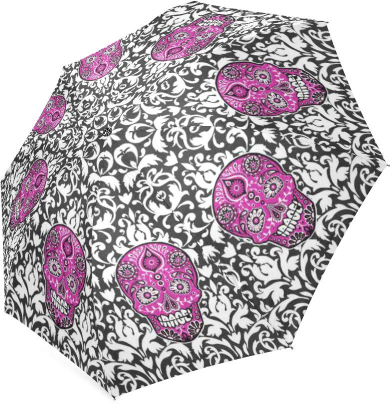 Halloween Sugar Skull Day Of The Dead Foldable Umbrella - Damask (1000x1000), Png Download