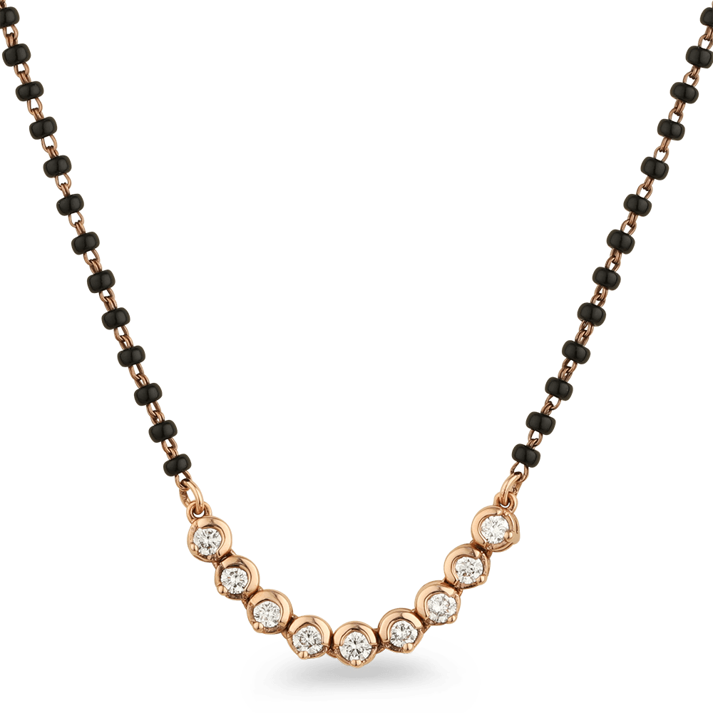 18ct Rose Gold Diamond Mangalsutra - Small Rudraksha Mala In Gold (1000x1000), Png Download