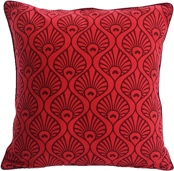 Peacock Wave Red Maroon Cushion Cover, Med/large - Cushion (600x600), Png Download