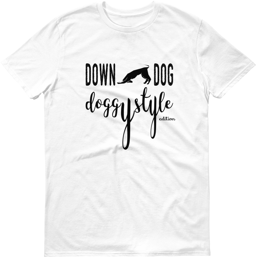 Down Dog Yoga Doggystyle Edition White Tee - Muscle Up T Shirt (1000x1000), Png Download