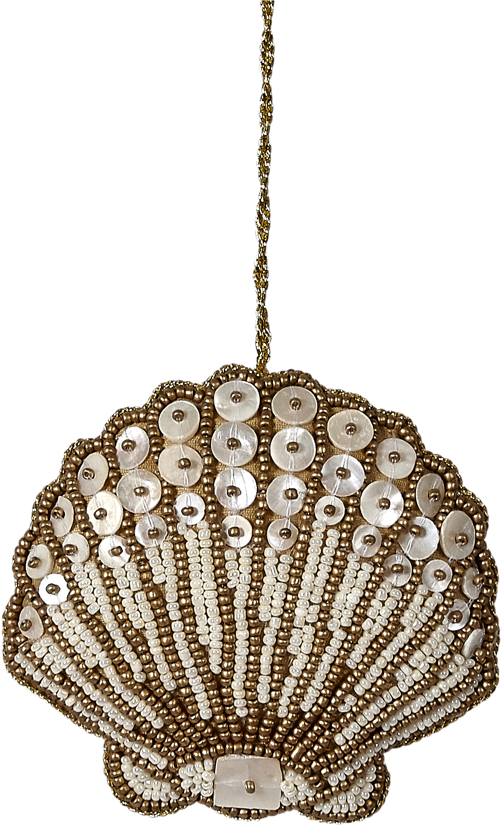 Bead And Mother Of Pearl Ornament, 4" Scallop Gold - Chandelier (1318x1863), Png Download