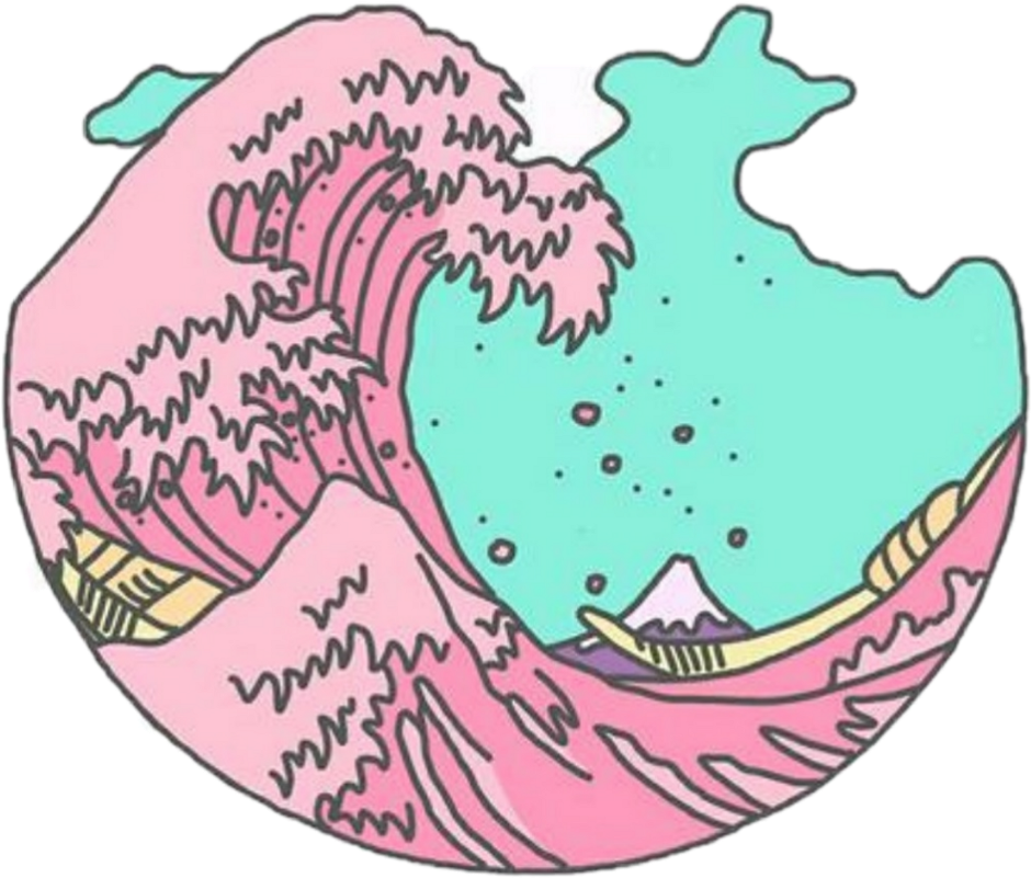 Aesthetic Clipart Tumblr Cartoon - Great Wave Off Kanagawa Aesthetic (1024x1024), Png Download