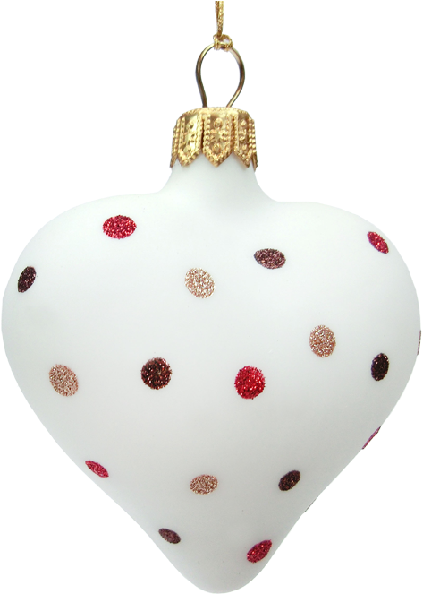Heart-shaped Ornament With Glitter Dots - Christmas Ornament (658x700), Png Download