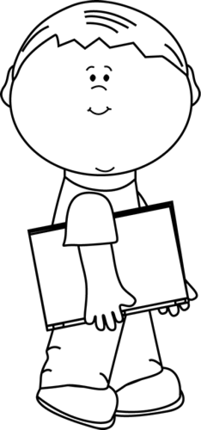 Book Clip Art Book Images - Black And White Student Clip Art (400x854), Png Download