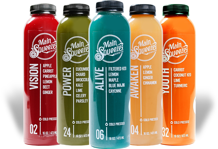 Types Of Main Squeeze Juices Offered By Main Squeeze - Juice (823x558), Png Download