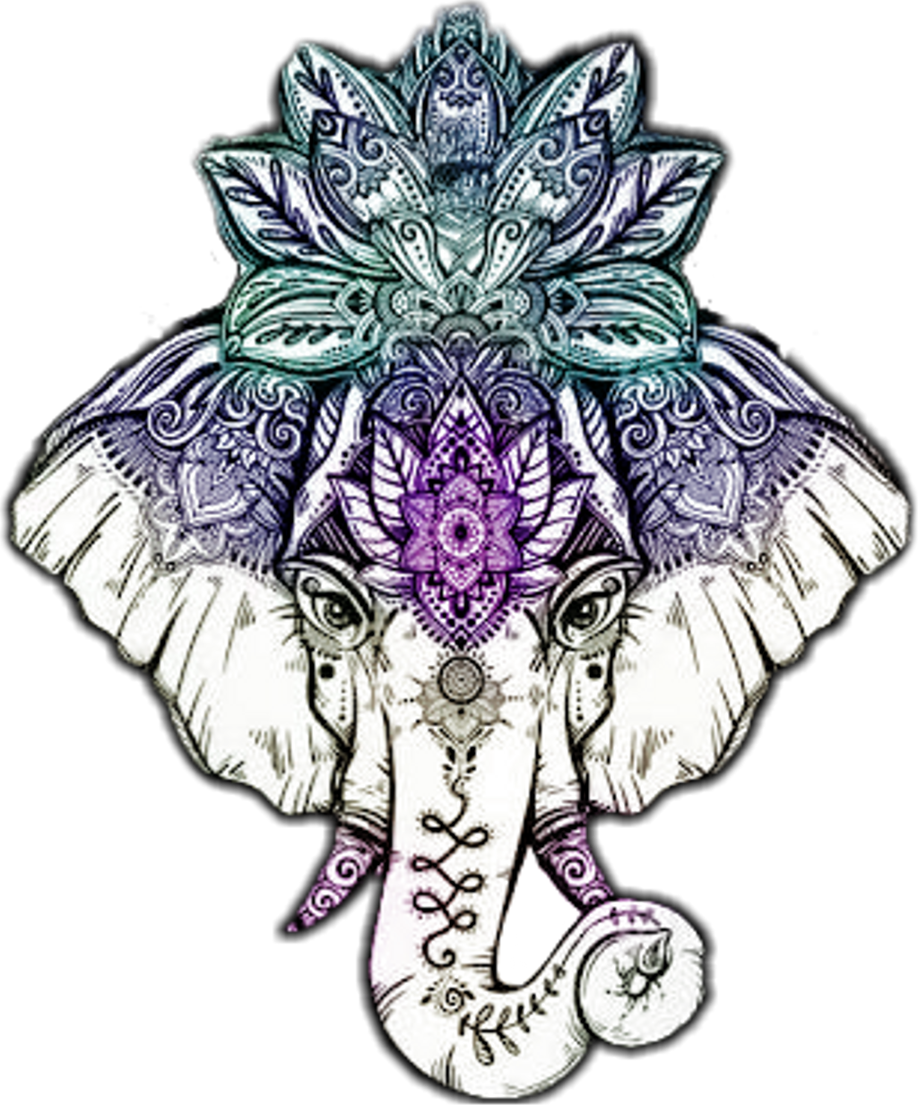 Mandala Sticker - Thai Elephant Head Tattoo (1024x1233), Png Download