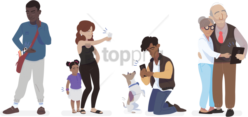 Free Png Download People Using Phones Png Images Background - People With Phones Png (850x401), Png Download