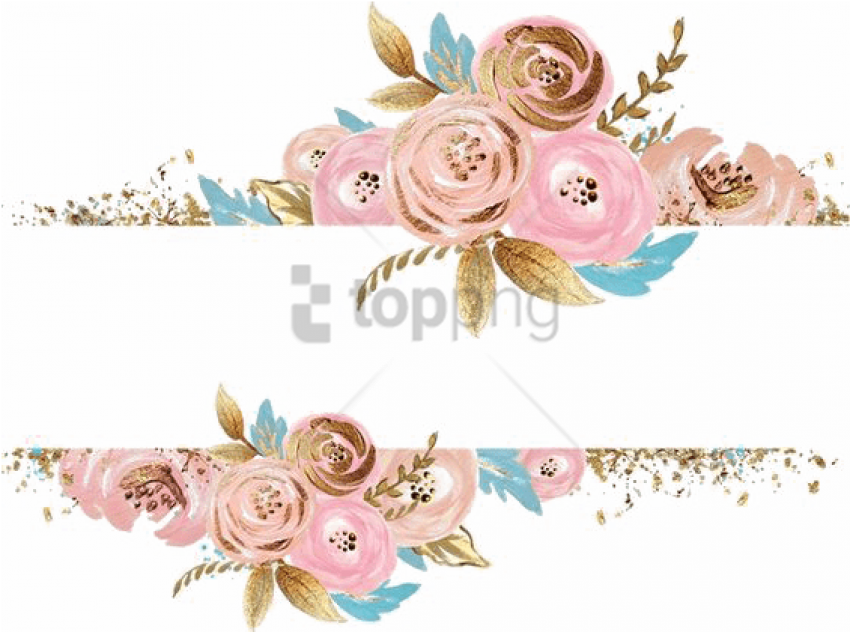 Free Png Watercolor Flower Gold Png Image With Transparent - Rose Gold Watercolor Floral (850x632), Png Download
