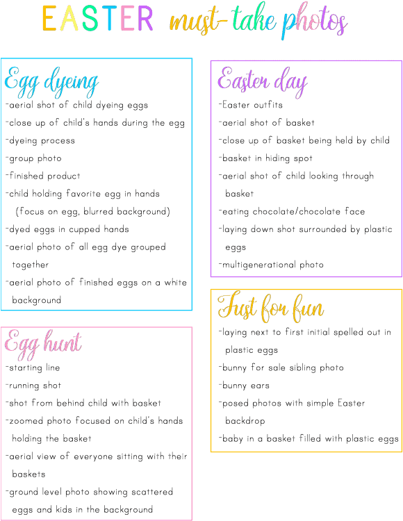Easter Photo Ideas Printable Checklist - Document (580x800), Png Download
