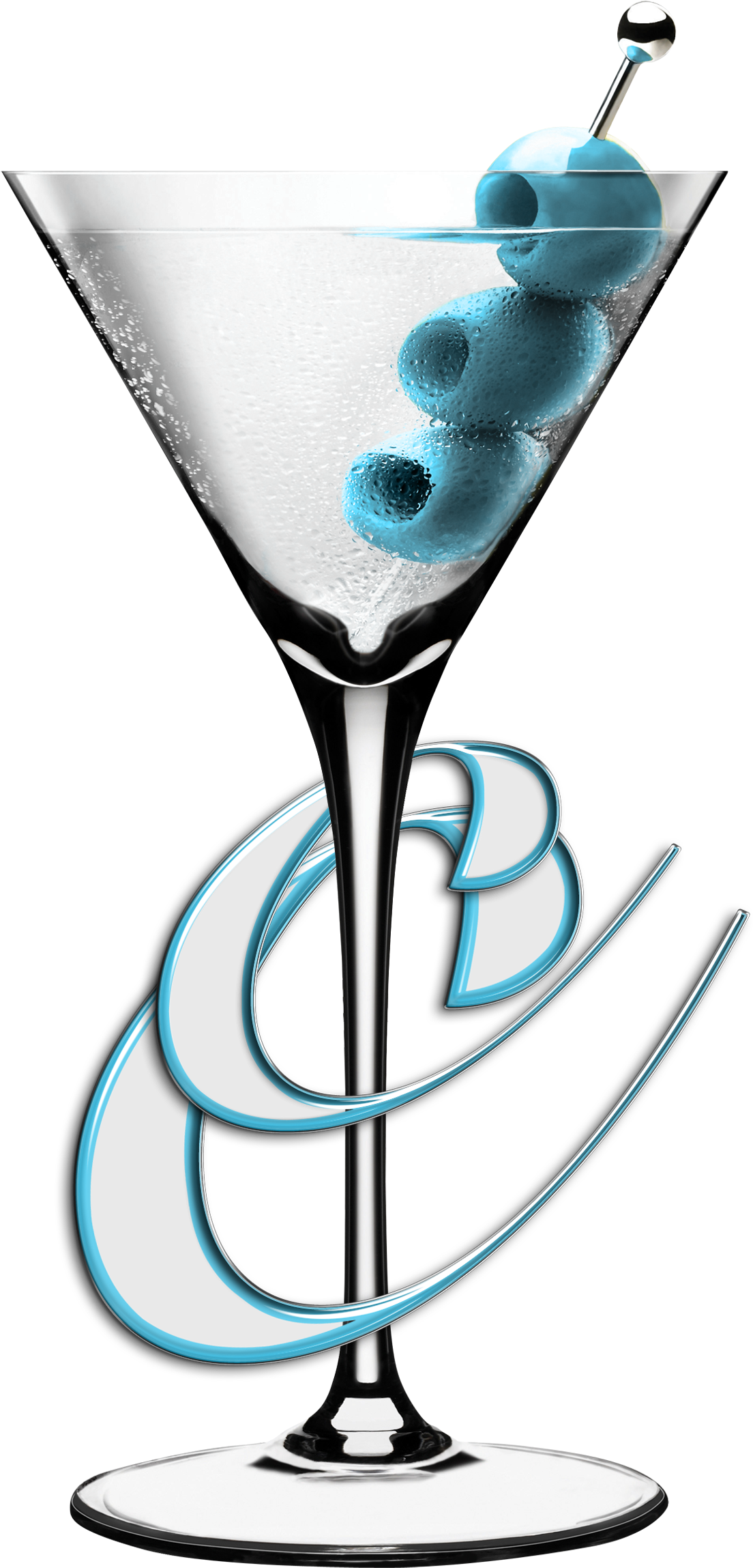 Cocktails And Caviar Martini Glass With Blue Olives - Martini Glass Transparent Png (3061x2432), Png Download