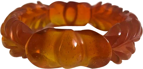 Bakelite Bangle Bracelet Carved With Gold Dust - Bracelet (602x602), Png Download
