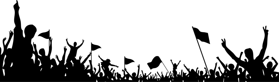 Party Crowd Silhouette Png Download - Supporters Silhouette (960x284), Png Download