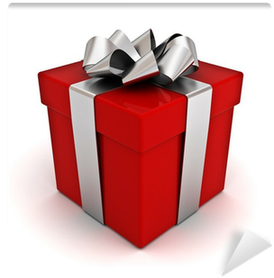 Red Gift Box With Silver Ribbon Bow Wall Mural • Pixers® - Nail (400x400), Png Download