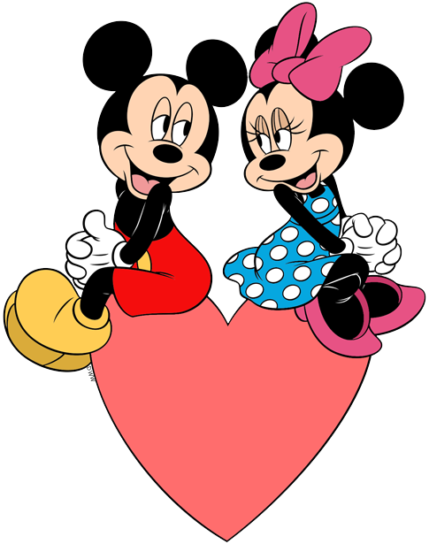 Disney Valentines Day Png Free Download - Mickey Holding Heart To Minnie (485x615), Png Download