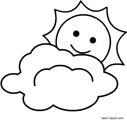 Sun And Cloud Black And White Clipart - Clip Art (450x450), Png Download