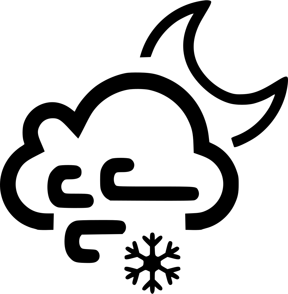 Cloud Wind Windy Moon Night Snow Snowing Comments - Wind And Snow Icon (980x1000), Png Download