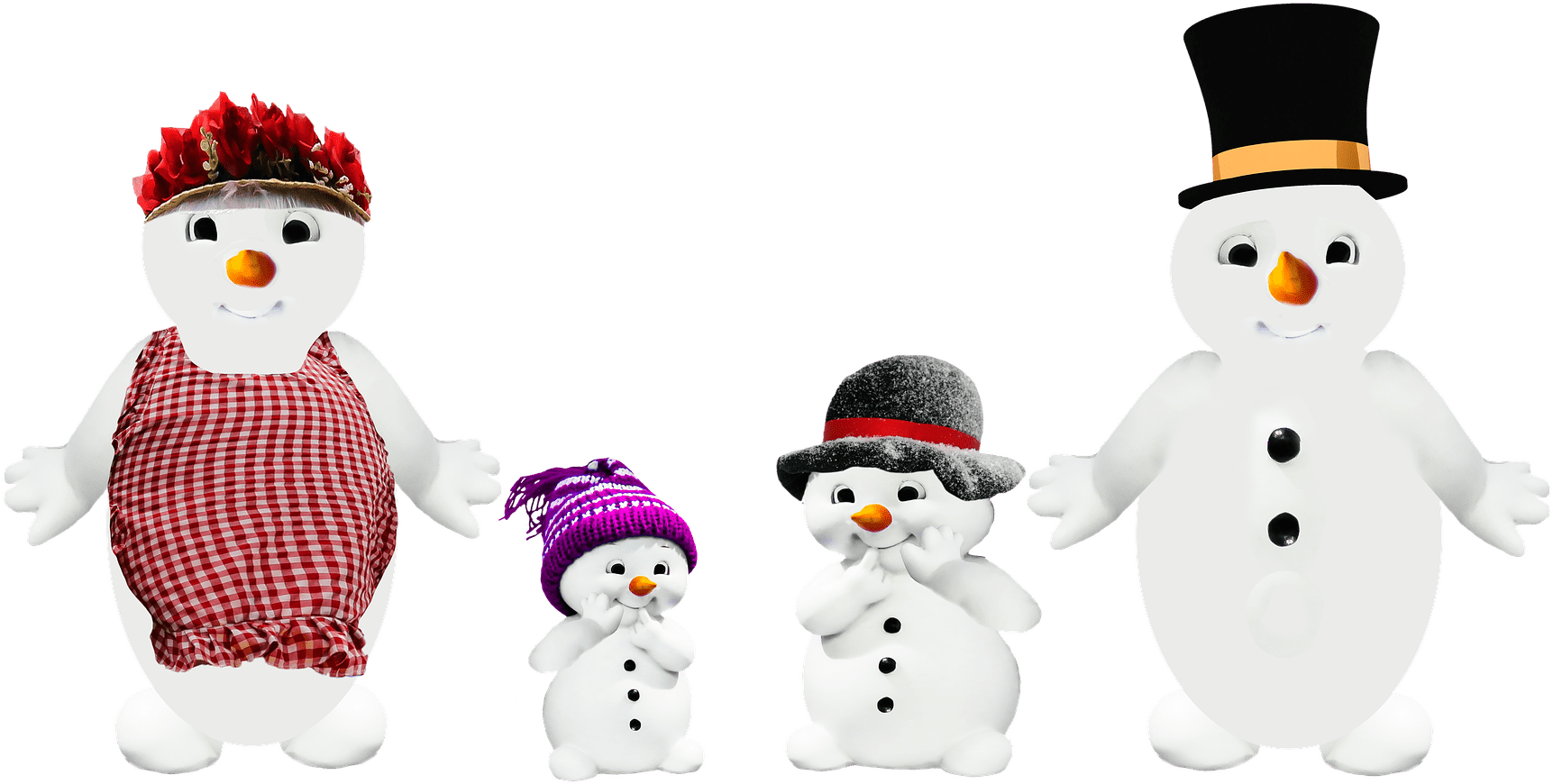 Snow Man, Family, Parents, Children, Winter, Png - Snowman (960x576), Png Download