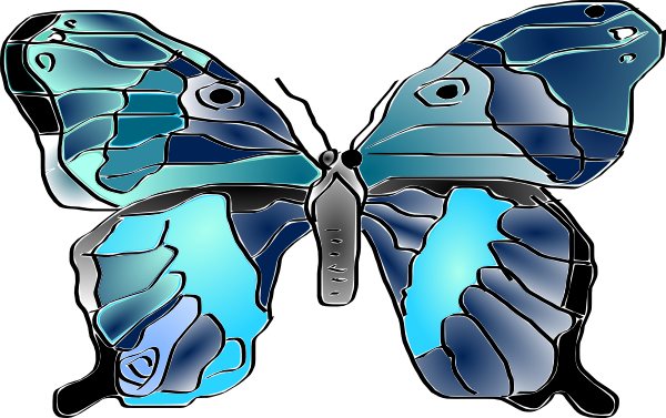 Small - Gambar Animasi Kupu Kupu Biru (600x377), Png Download