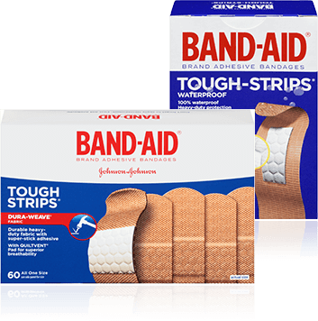 Band-a#tough Strips Adhesive Bandages - Band Aid Tough Strips Fabric (353x356), Png Download