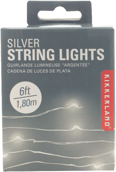Kikkerland Silver String Lights (420x600), Png Download