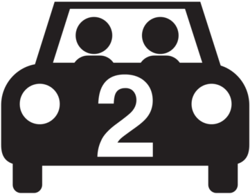 Silhouette Representing Two People Lift Sharing - Car With People Silhouette (625x302), Png Download