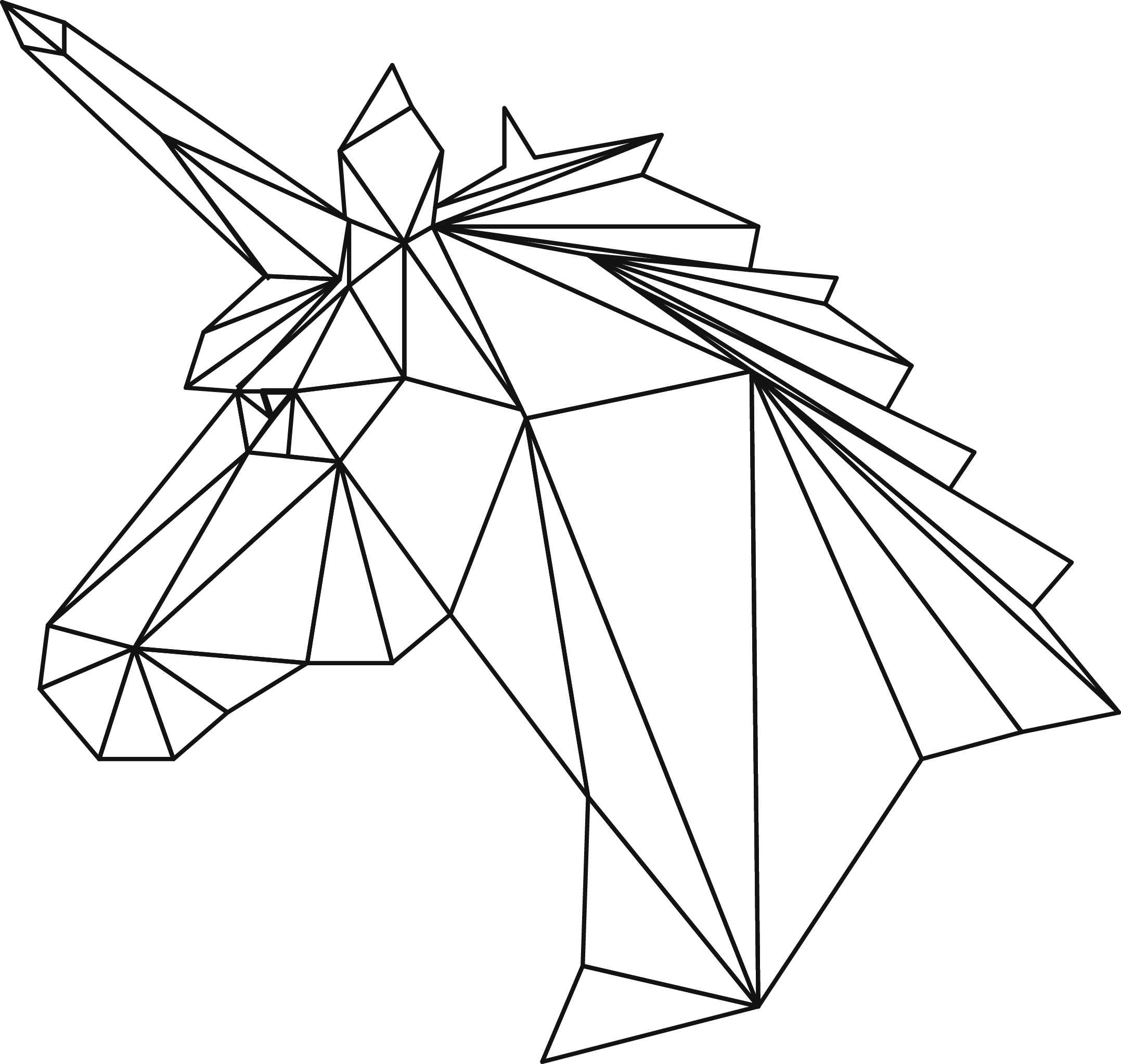 Unicorn Design Pinterest Designs - Geometric Unicorn (2155x2044), Png Download